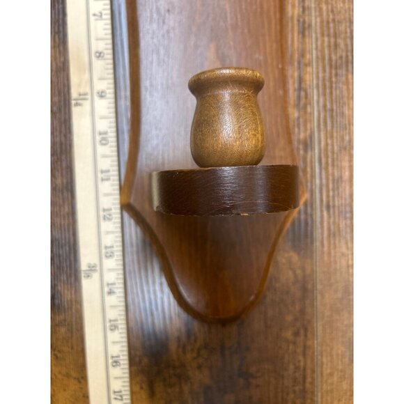 Vintage Wooden Wall Sconce Candleholder 15" Tall - Picture 6 of 6